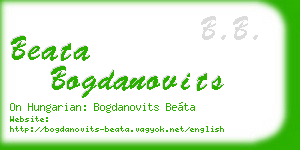 beata bogdanovits business card